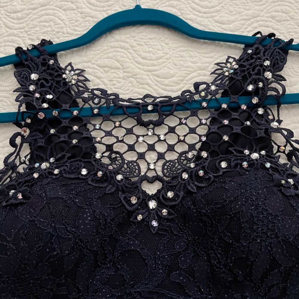 Jodi Kristopher Midnight Blue Evening Dress Size 1 - Picture 7 of 16